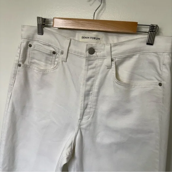 NWOT Denim Forum Arlo High Rise Straight Jeans White size 32 - Picture 5 of 13